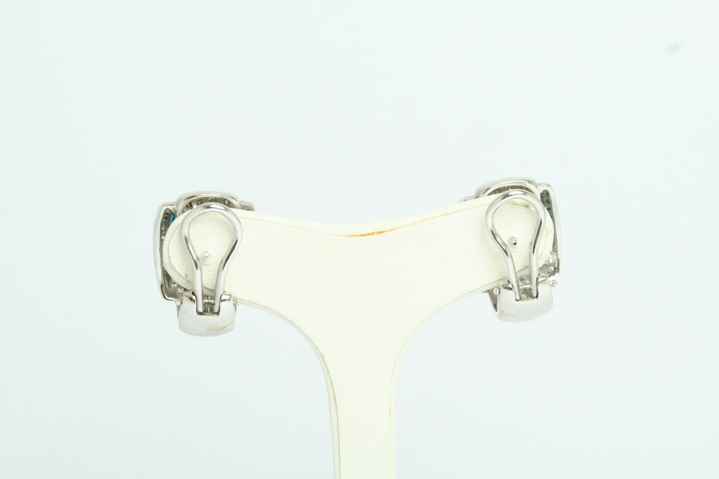 Orecchini in Oro Bianco con Turchese e Diamanti