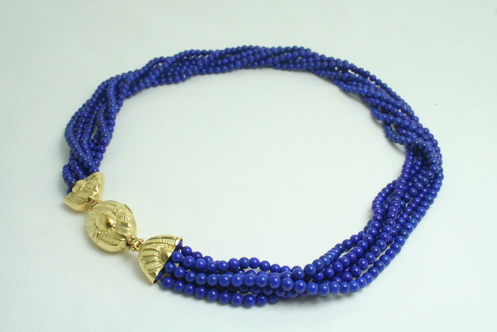 Collana torchon in Lapislazzuli con chiusura in Oro Giallo