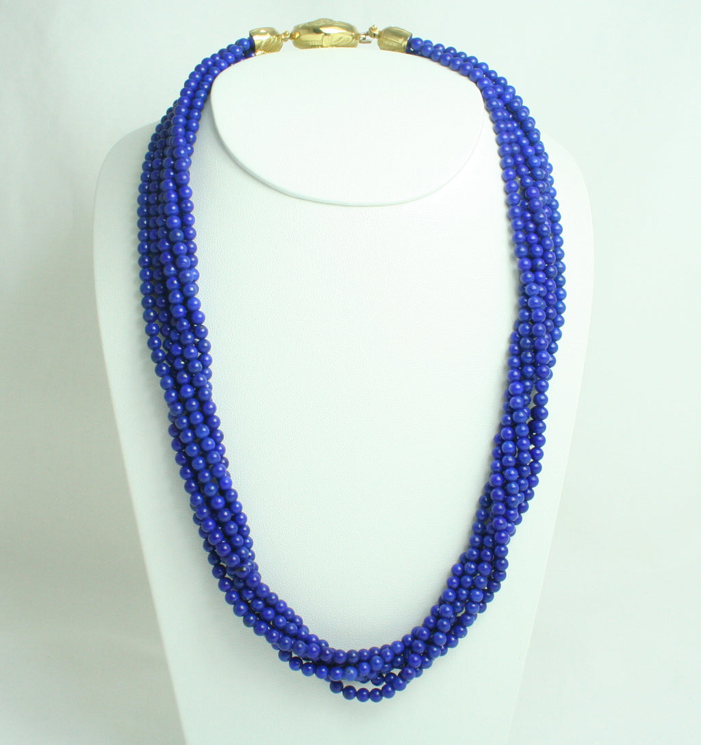 Collana torchon in Lapislazzuli con chiusura in Oro Giallo