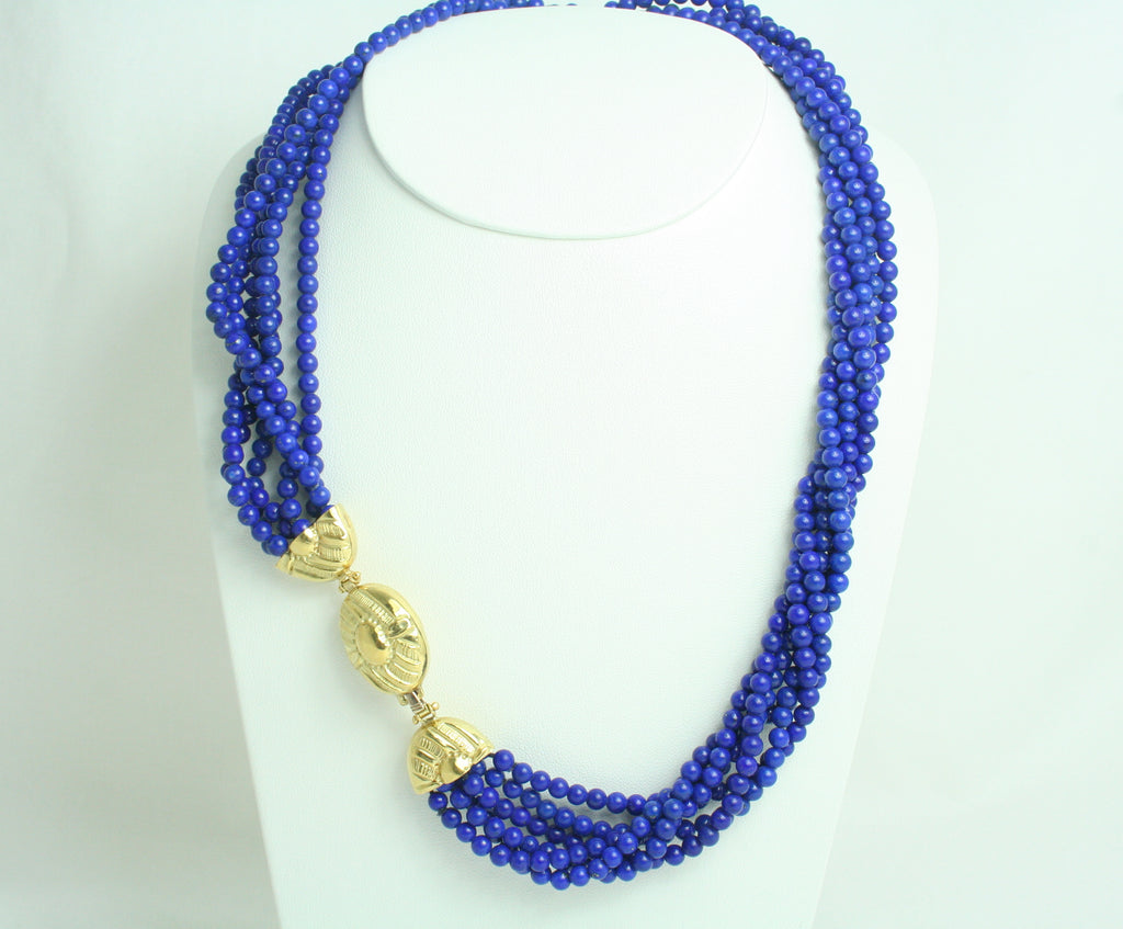 Collana torchon in Lapislazzuli con chiusura in Oro Giallo