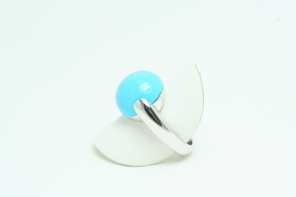 Anello in Oro Bianco con Turchese