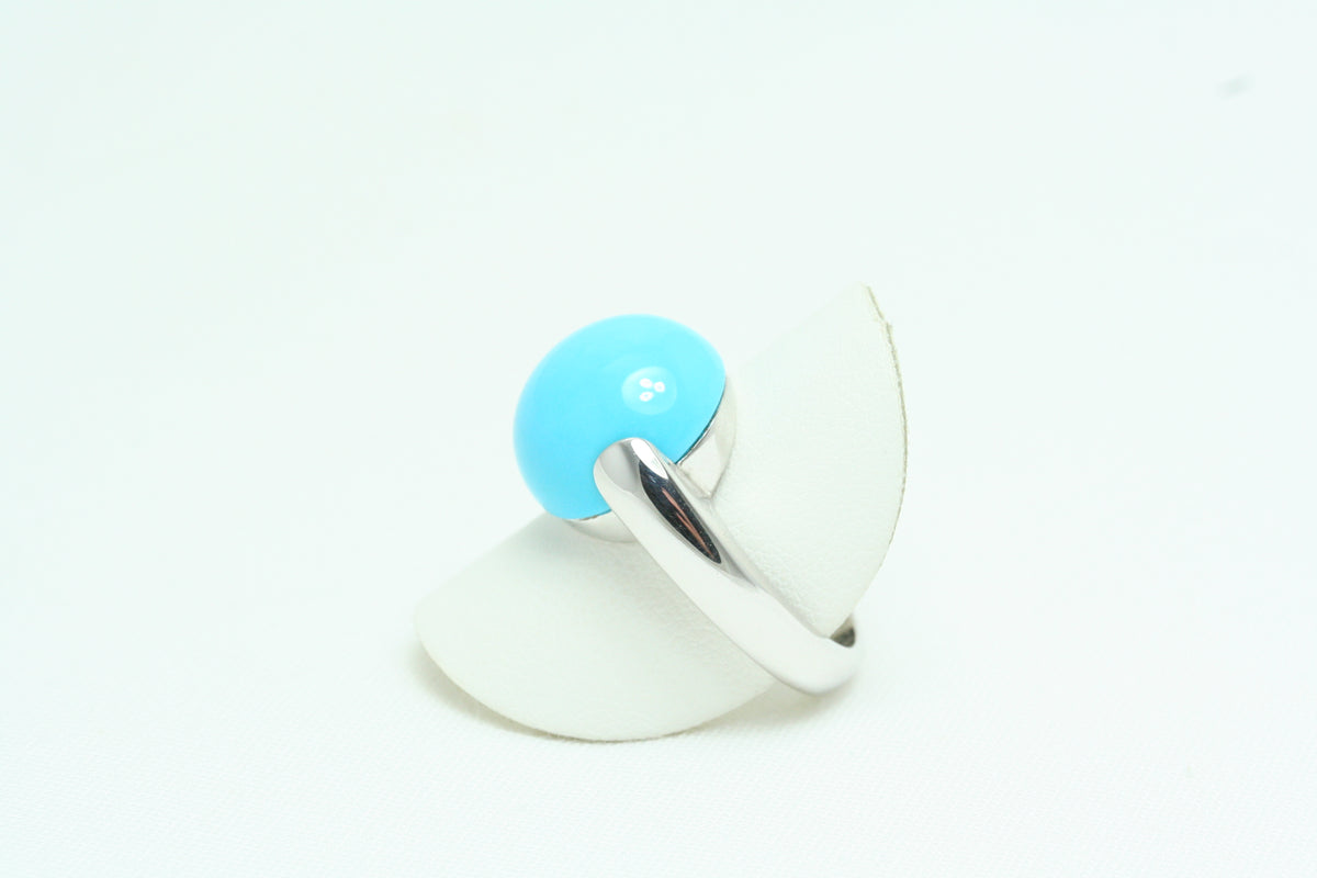 Anello in Oro Bianco con Turchese