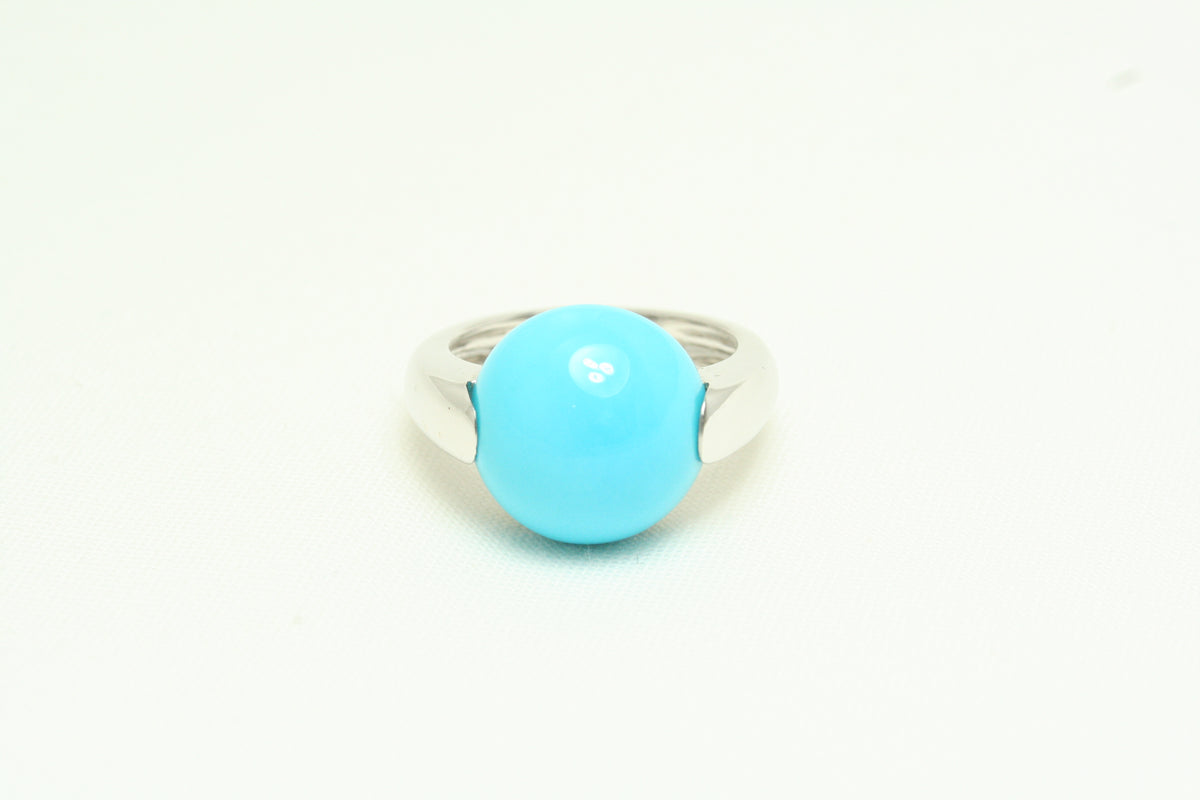 Anello in Oro Bianco con Turchese